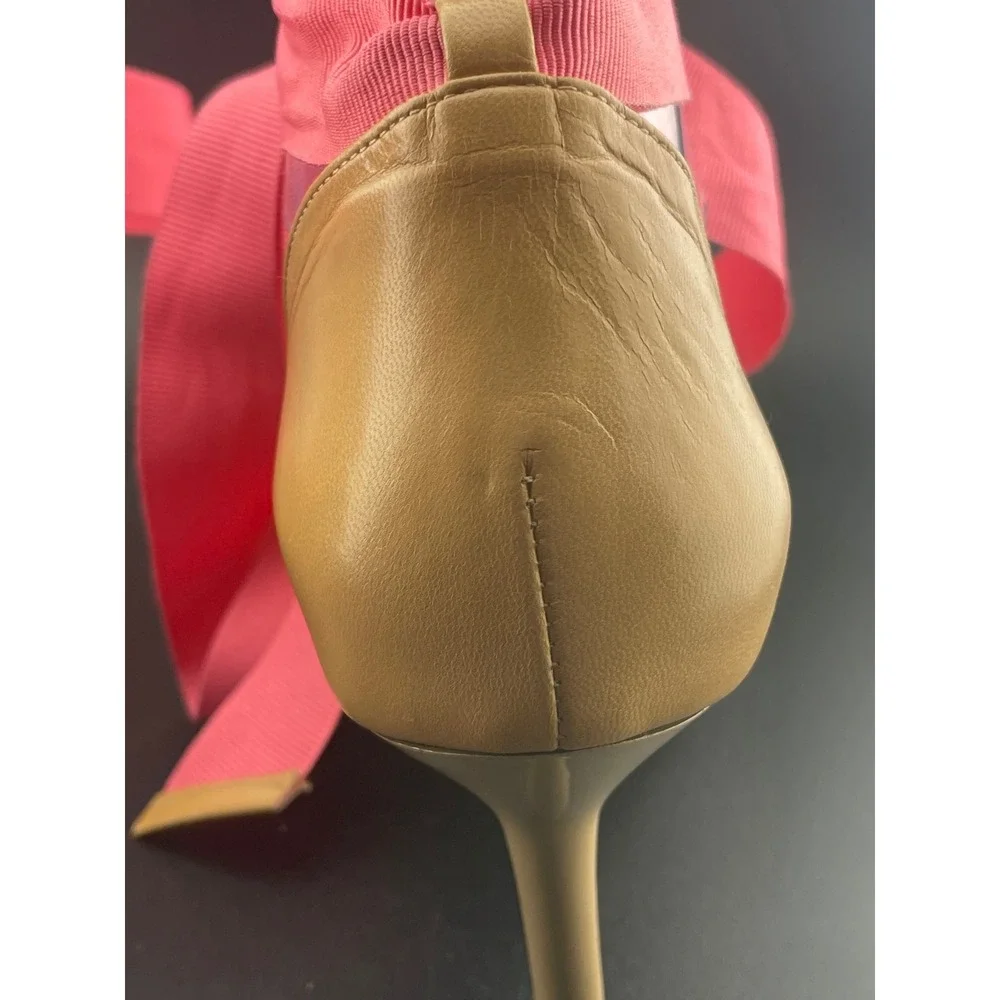 Eugenia Kim Nude Leather Ribbon Lace Up Heels Pink Grosgrain Sandals balletcore